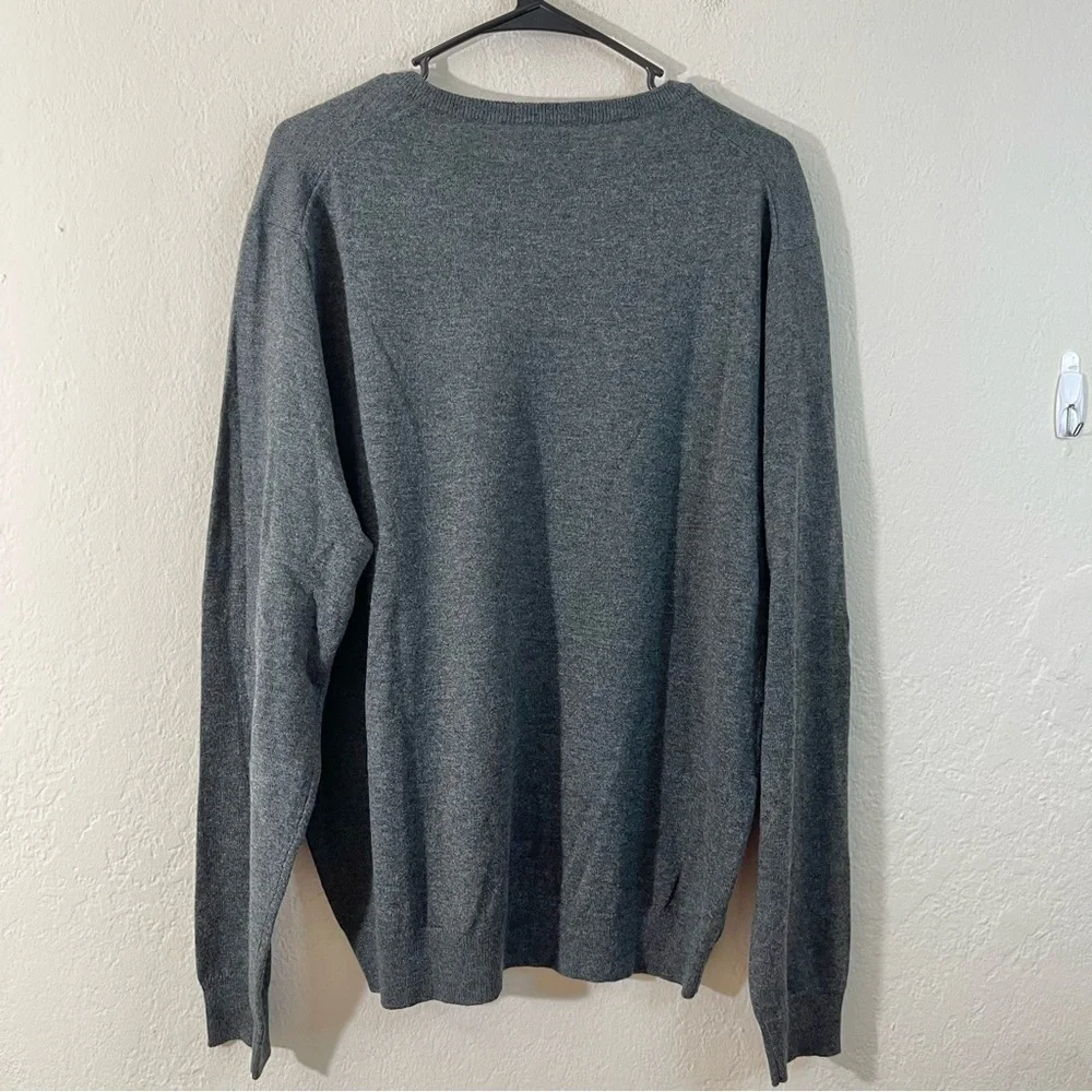 J. Crew Merino Wool Blend V-Neck Long Sleeve Sweater Size XL Gray Lightweight